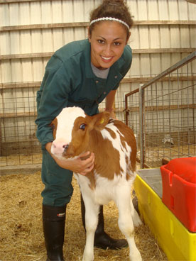 Bri with a calf